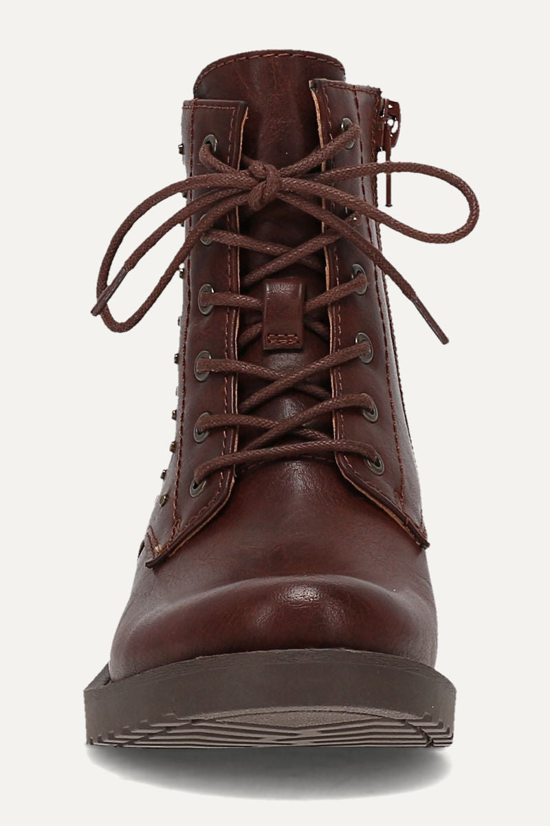 Chesnee Combat Studded Girls - Rich Brown - Front