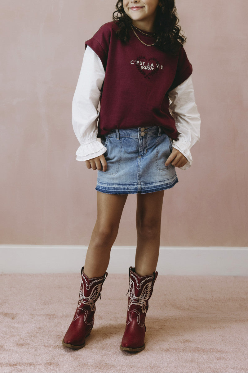 Iyla Short Deco Girls - Dark Cherry - Front