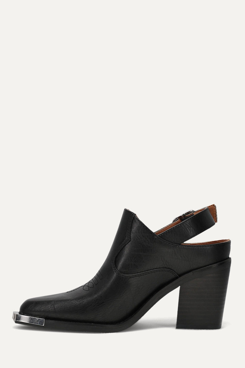 Ashlyn Backstrap Mule - Black - Inside