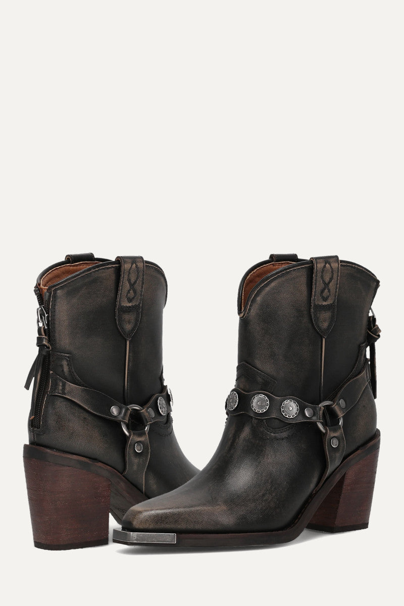 Ashlyn Mini Concho - Black Brush Off - Pair