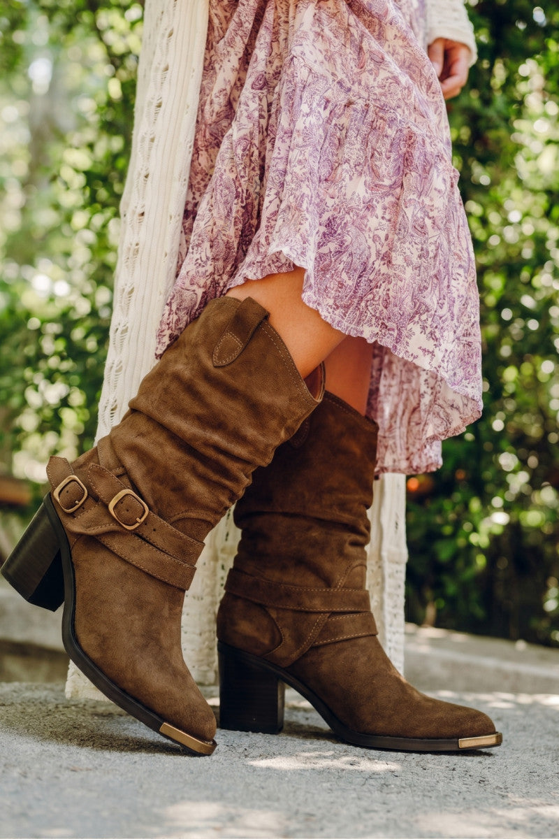 Ashlyn Spat Boot - Cedar - Outside