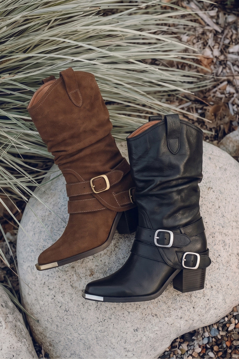 Ashlyn Spat Boot - Black - Outside