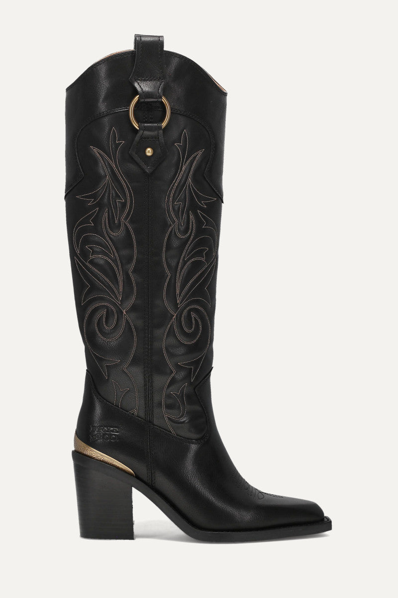 Ashlyn Tall Deco Stitch - Black - Outside