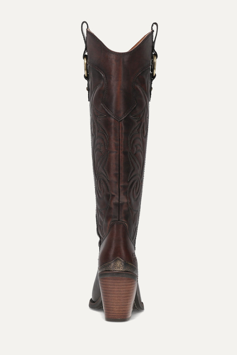Ashlyn Tall Deco Stitch - Espresso - Back