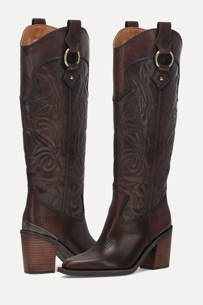 Ashlyn Tall Deco Stitch - Espresso - Pair