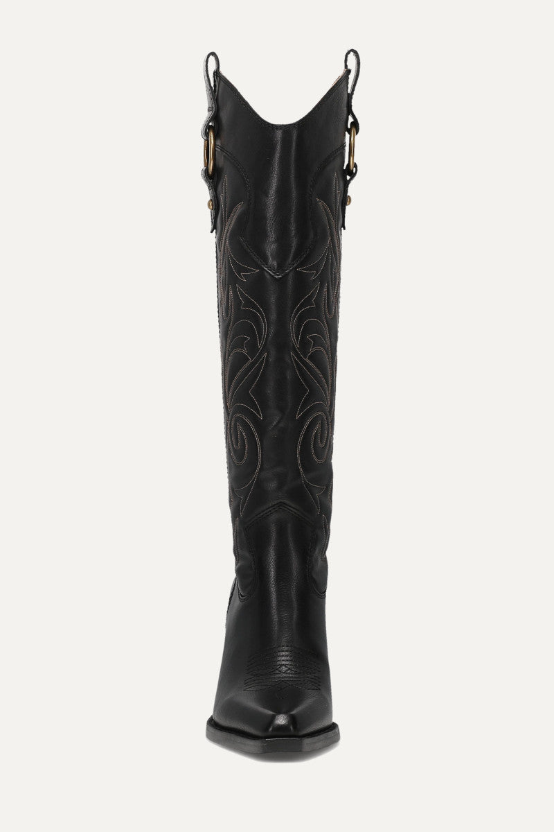 Ashlyn Tall Deco Stitch - Black - Front