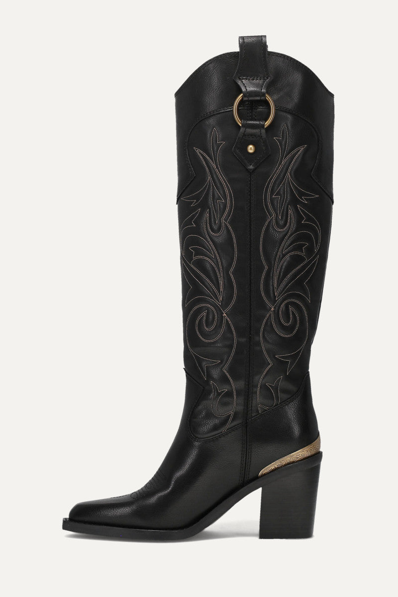 Ashlyn Tall Deco Stitch - Black - Inside