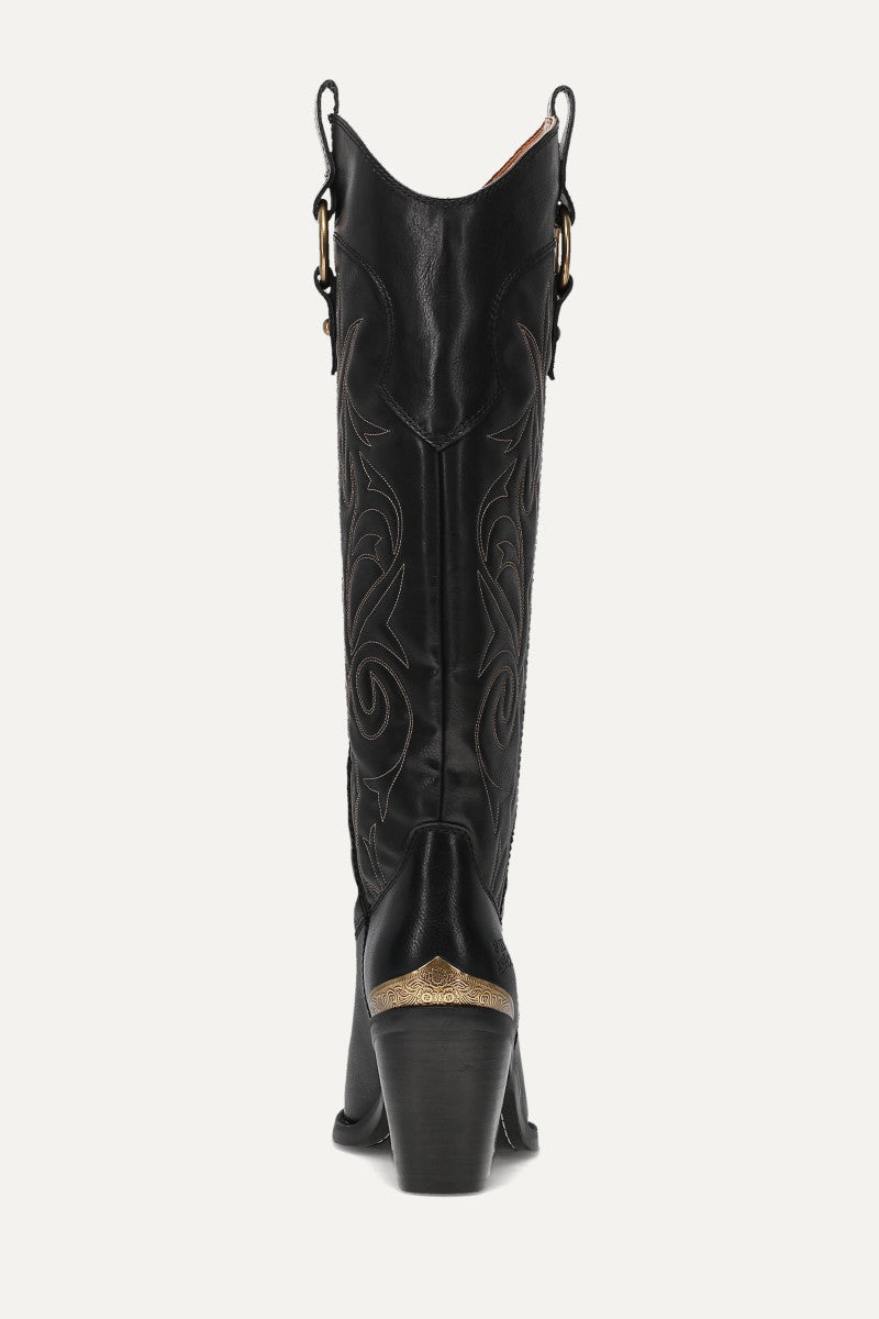 Ashlyn Tall Deco Stitch - Black - Back