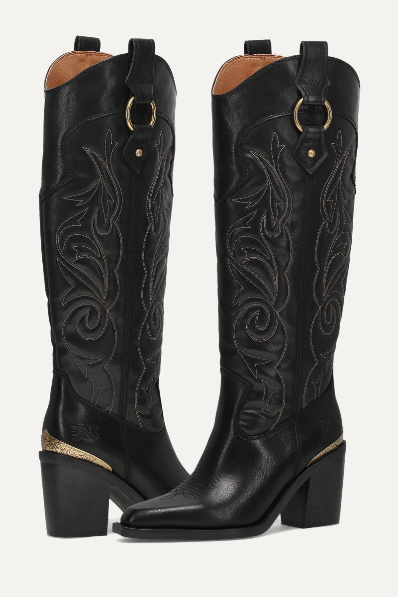 Ashlyn Tall Deco Stitch - Black - Pair