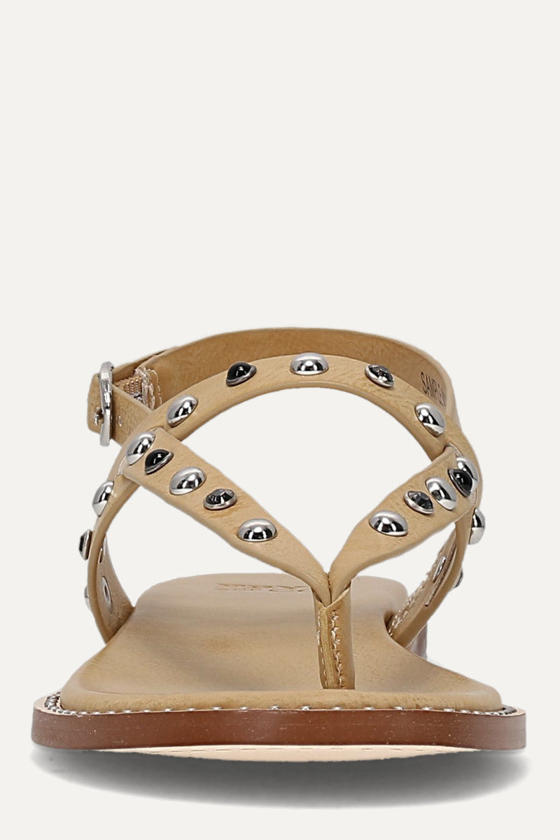 Bucky Studded Thong - Light Flax - Front