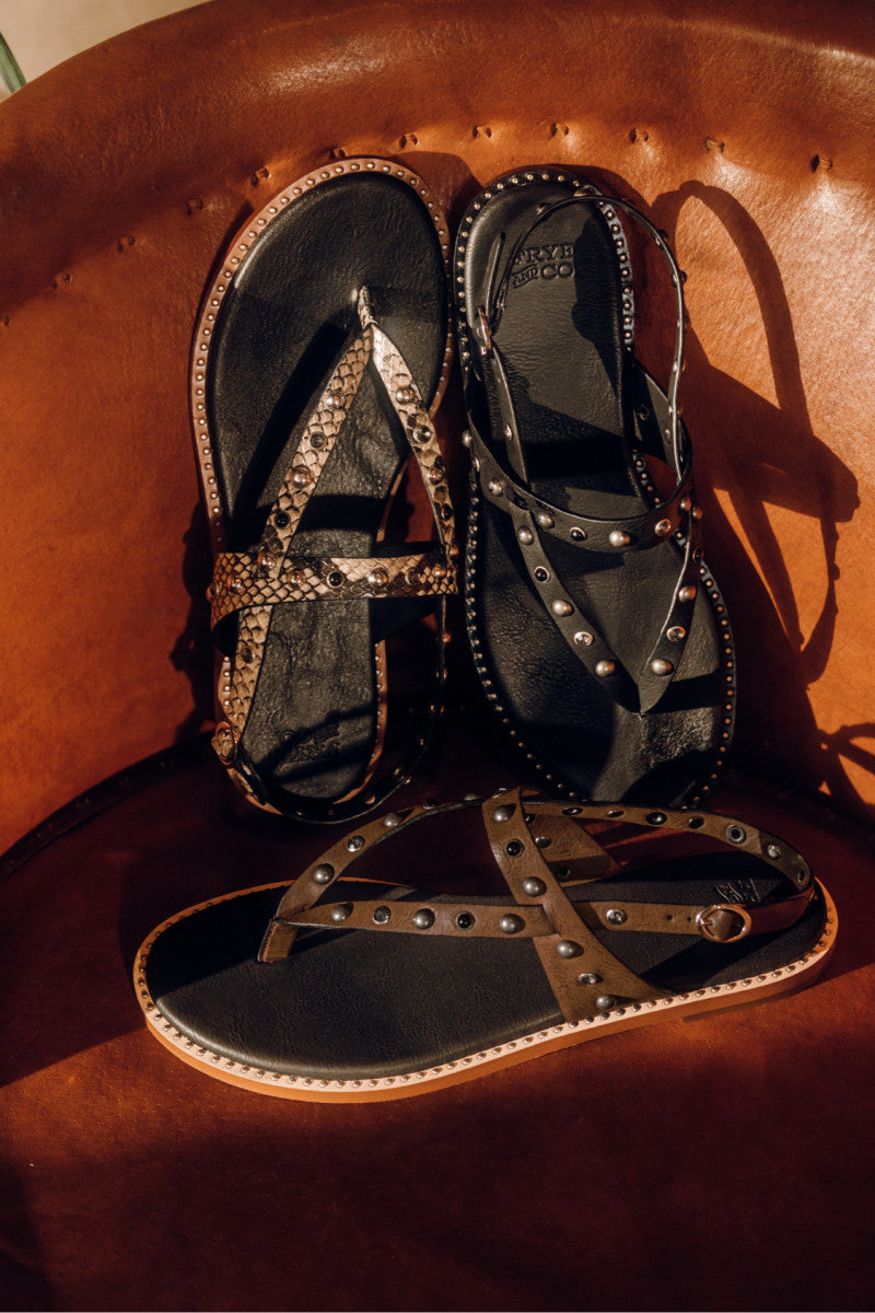 Bucky Studded Thong - Snake Emboss - Outside