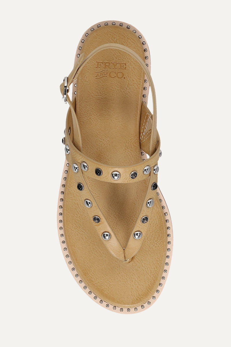 Bucky Studded Thong - Light Flax - Top Down