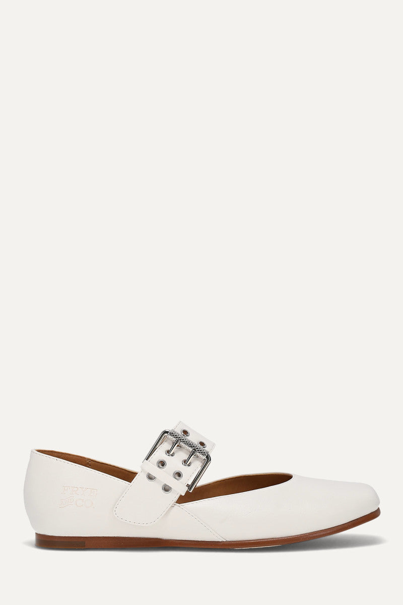 Elvie Double Prong Mary Jane - White - Outside