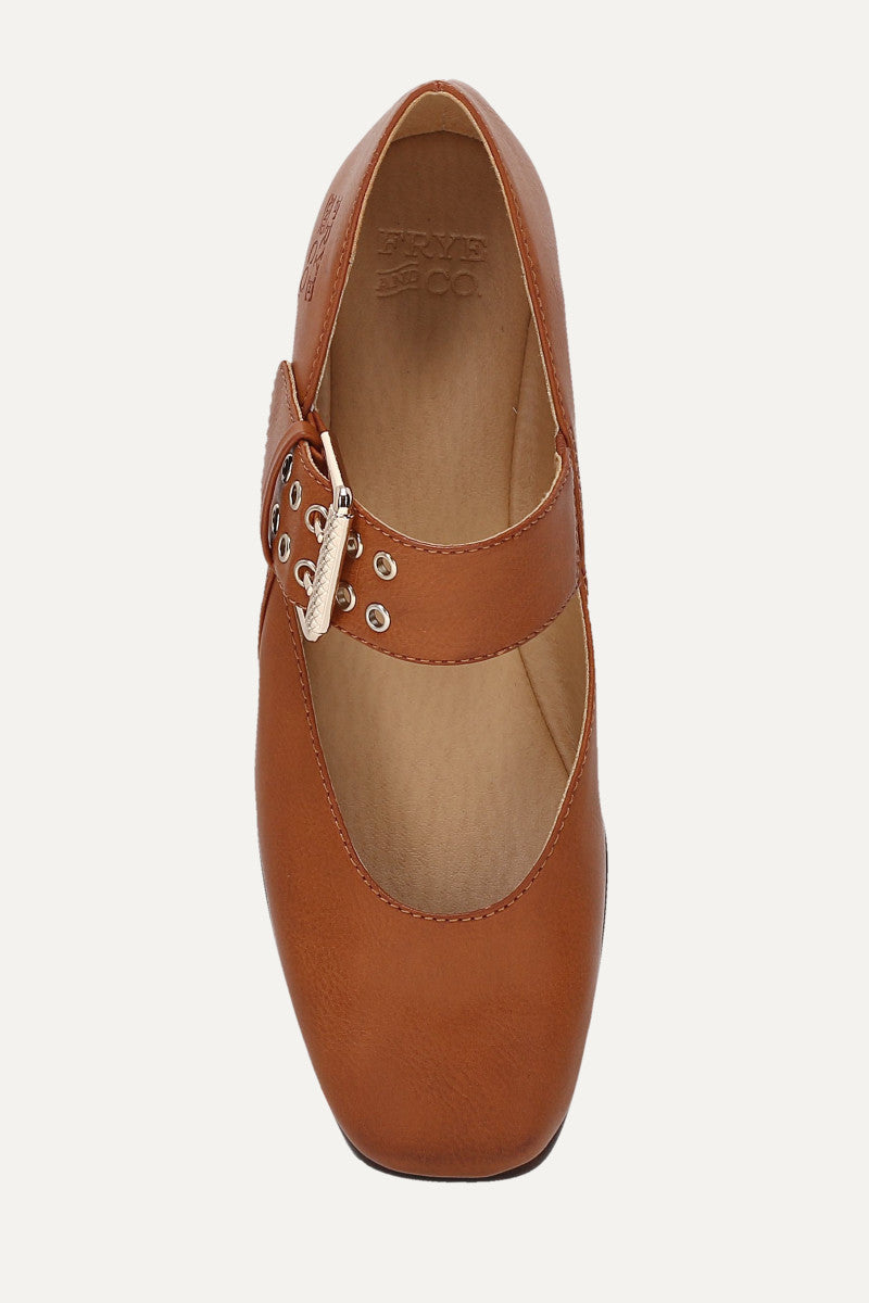 Elvie Double Prong Mary Jane - Saddle - Top Down
