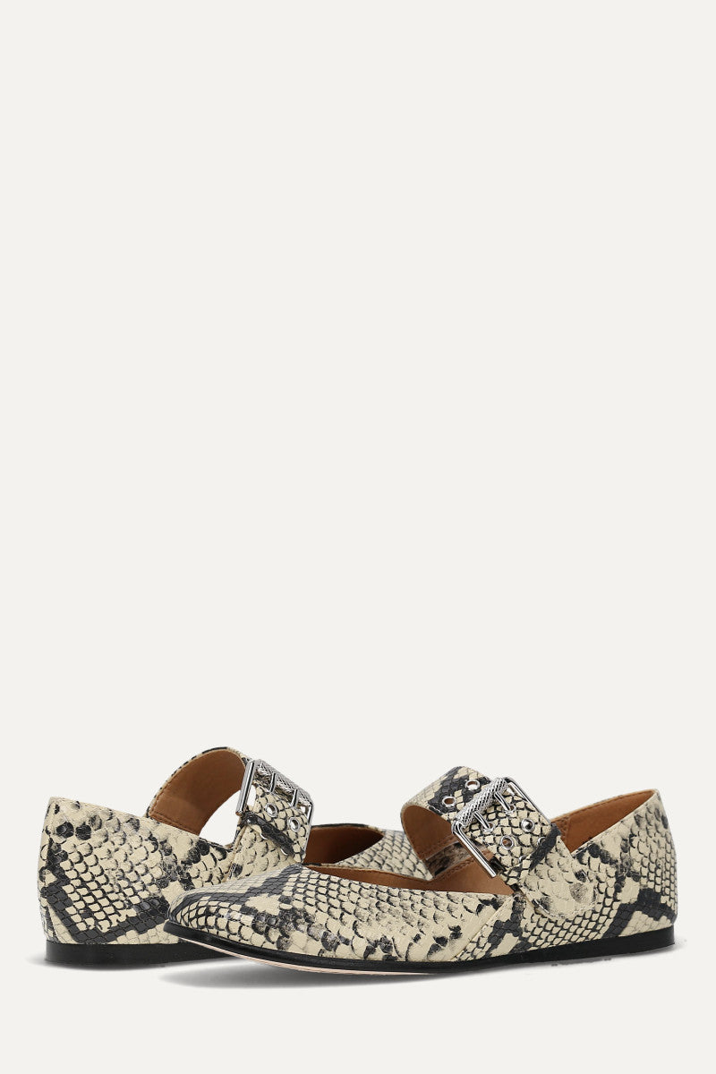 Elvie Double Prong Mary Jane - Snake Emboss - Pair
