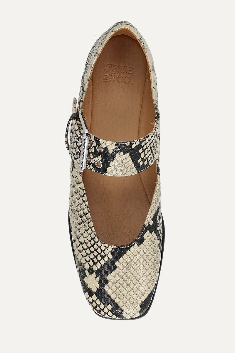 Elvie Double Prong Mary Jane - Snake Emboss - Top Down