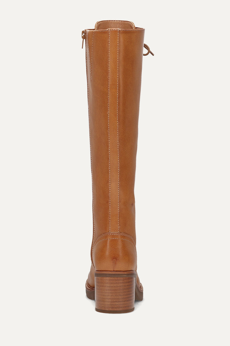 Fynn Knee High Lace Up - Retro Tan - Back