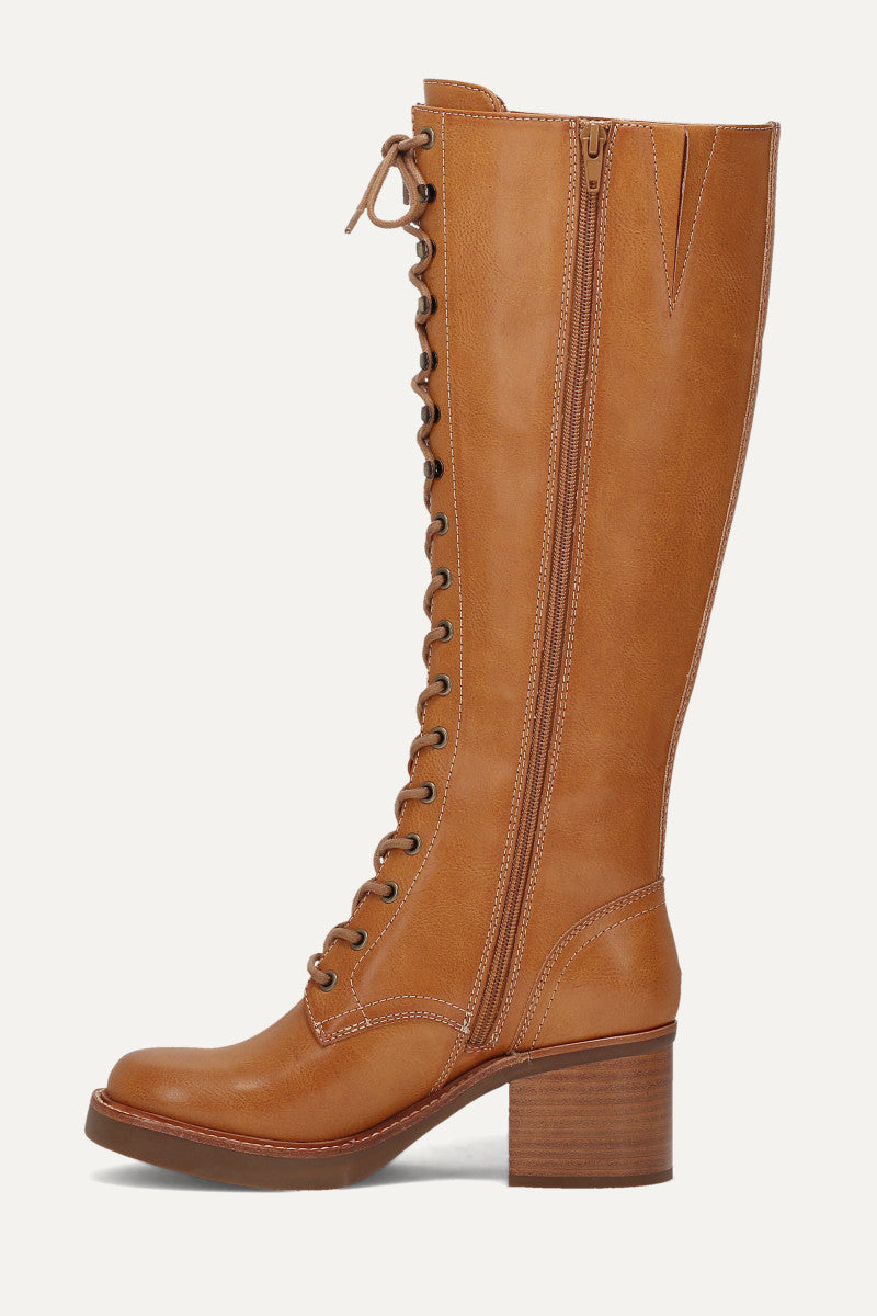 Fynn Knee High Lace Up - Retro Tan - Inside