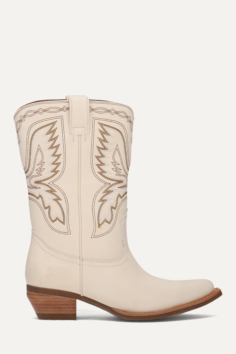 Irlene Short Deco Stitch - Off White - Outside