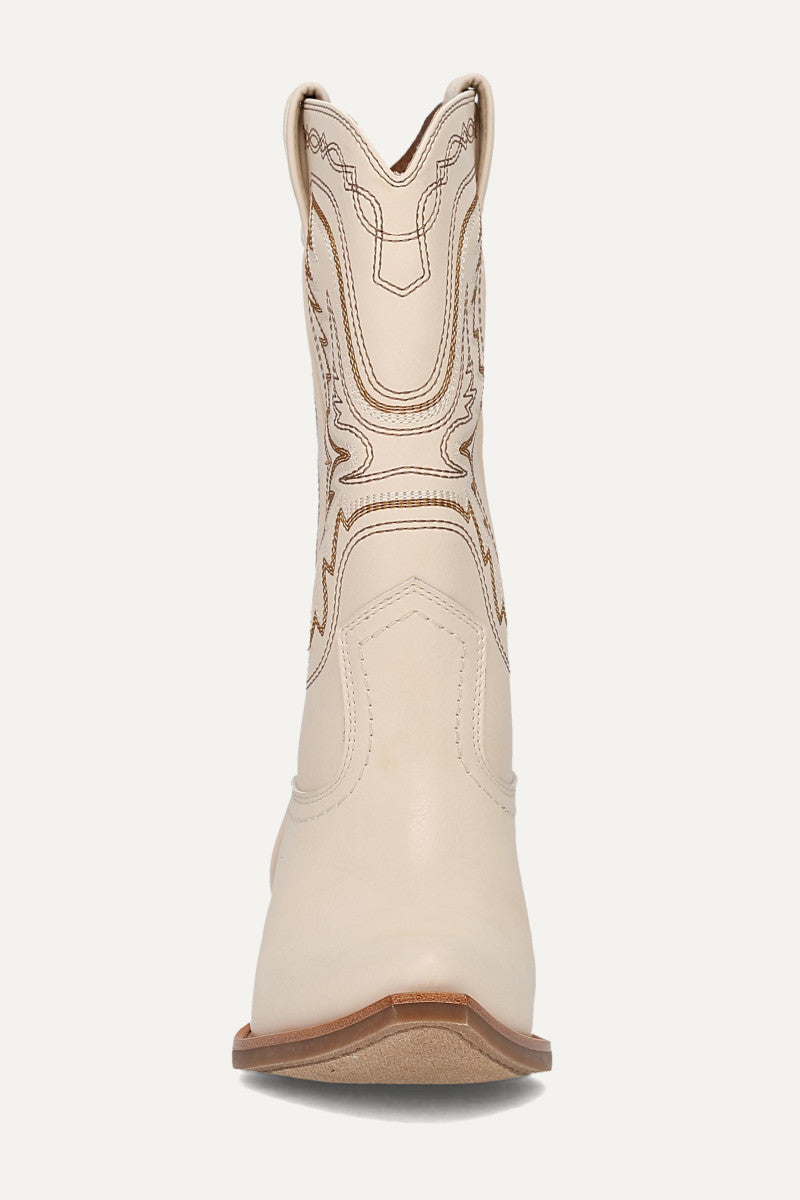 Irlene Short Deco Stitch - Off White - Front