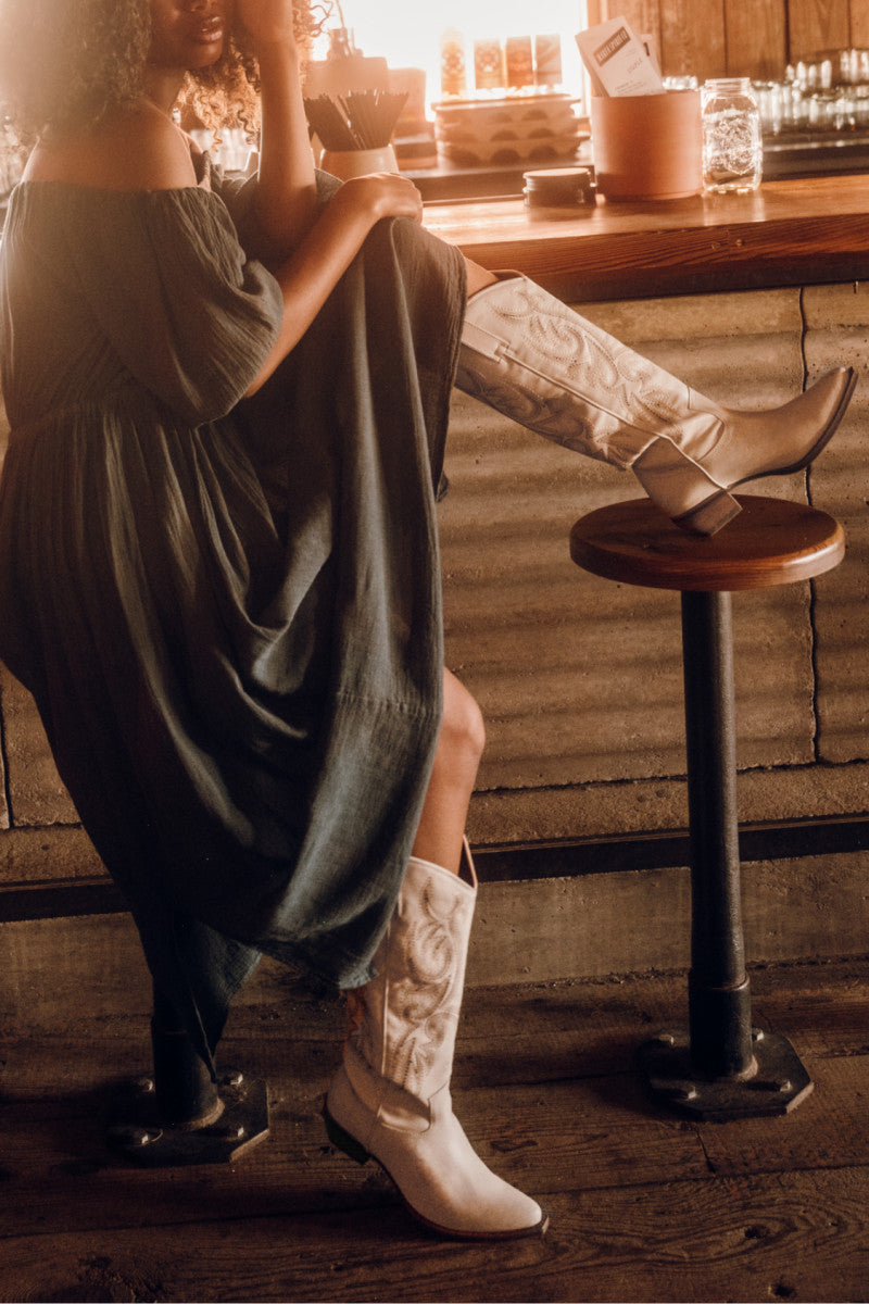 Irlene Tall Deco Stitch - Off White - Front