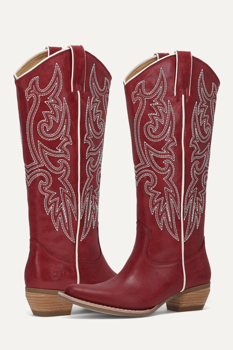 Irlene Tall Deco Stitch - Dark Cherry - Pair