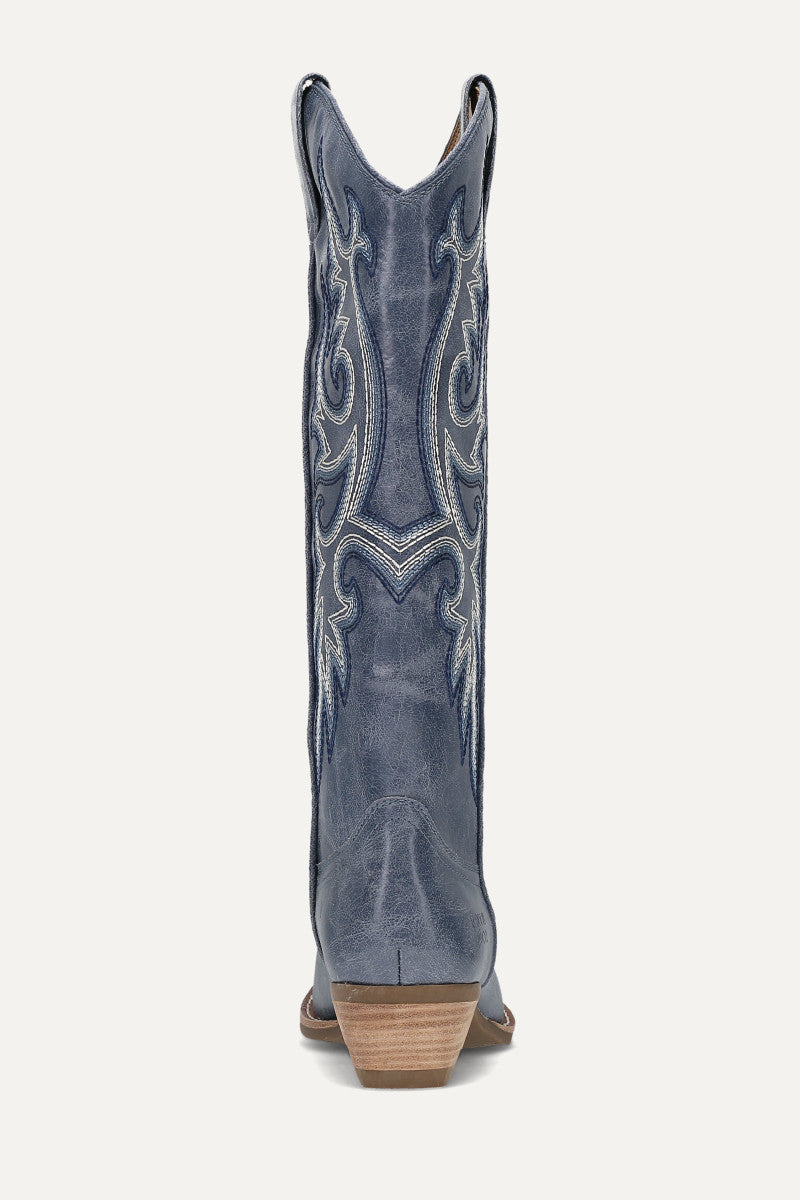 Irlene Tall Deco Stitch - Denim Blue - Back