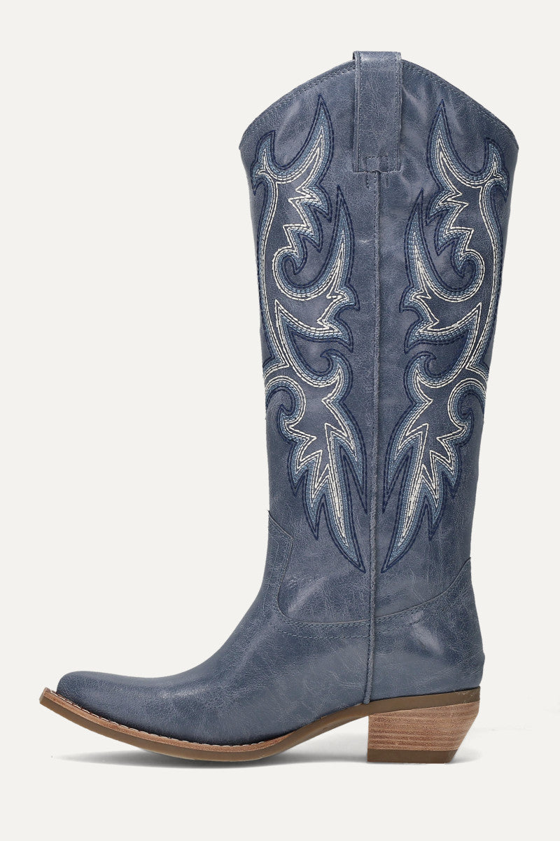 Irlene Tall Deco Stitch - Denim Blue - Inside