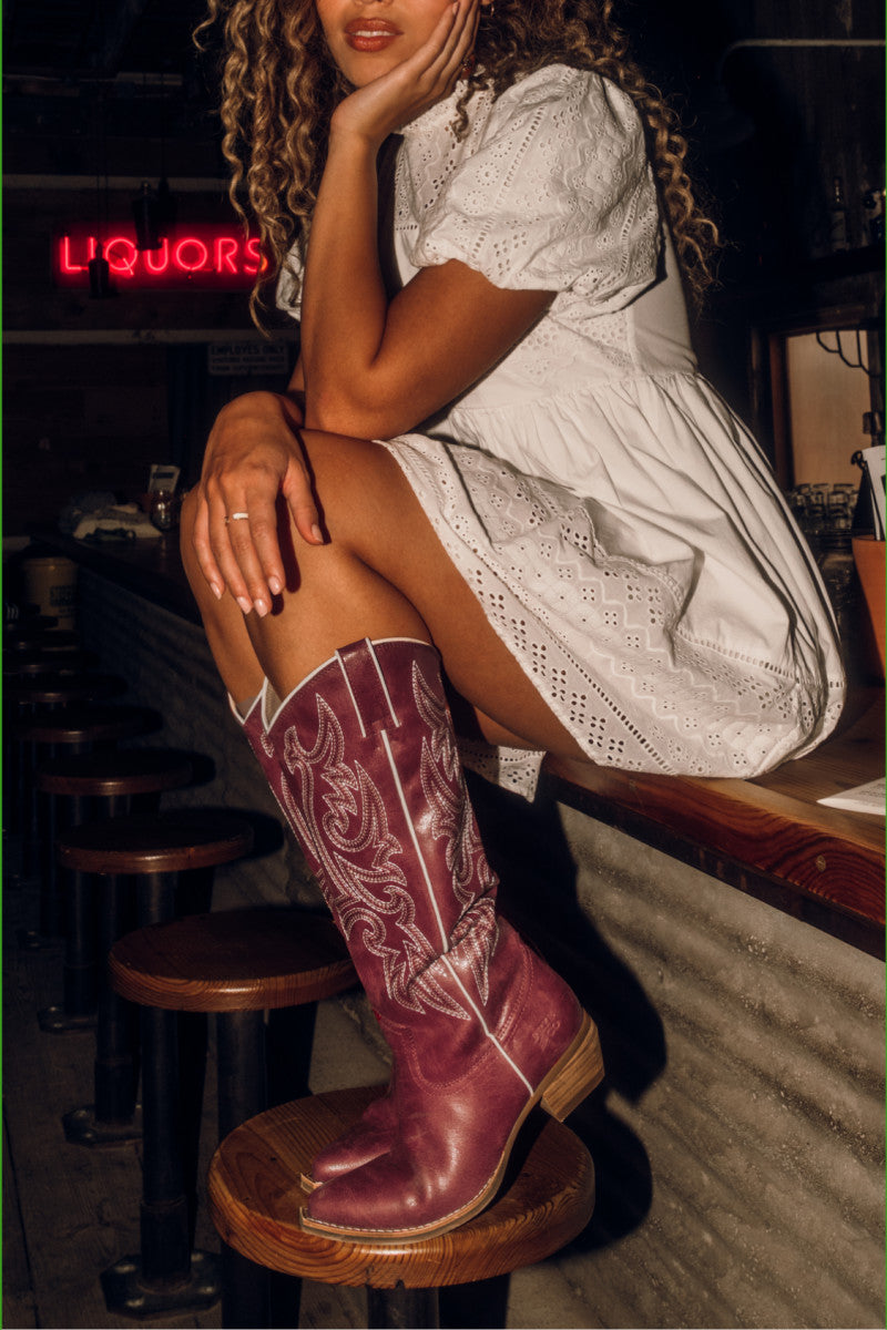 Irlene Tall Deco Stitch - Dark Cherry - Front