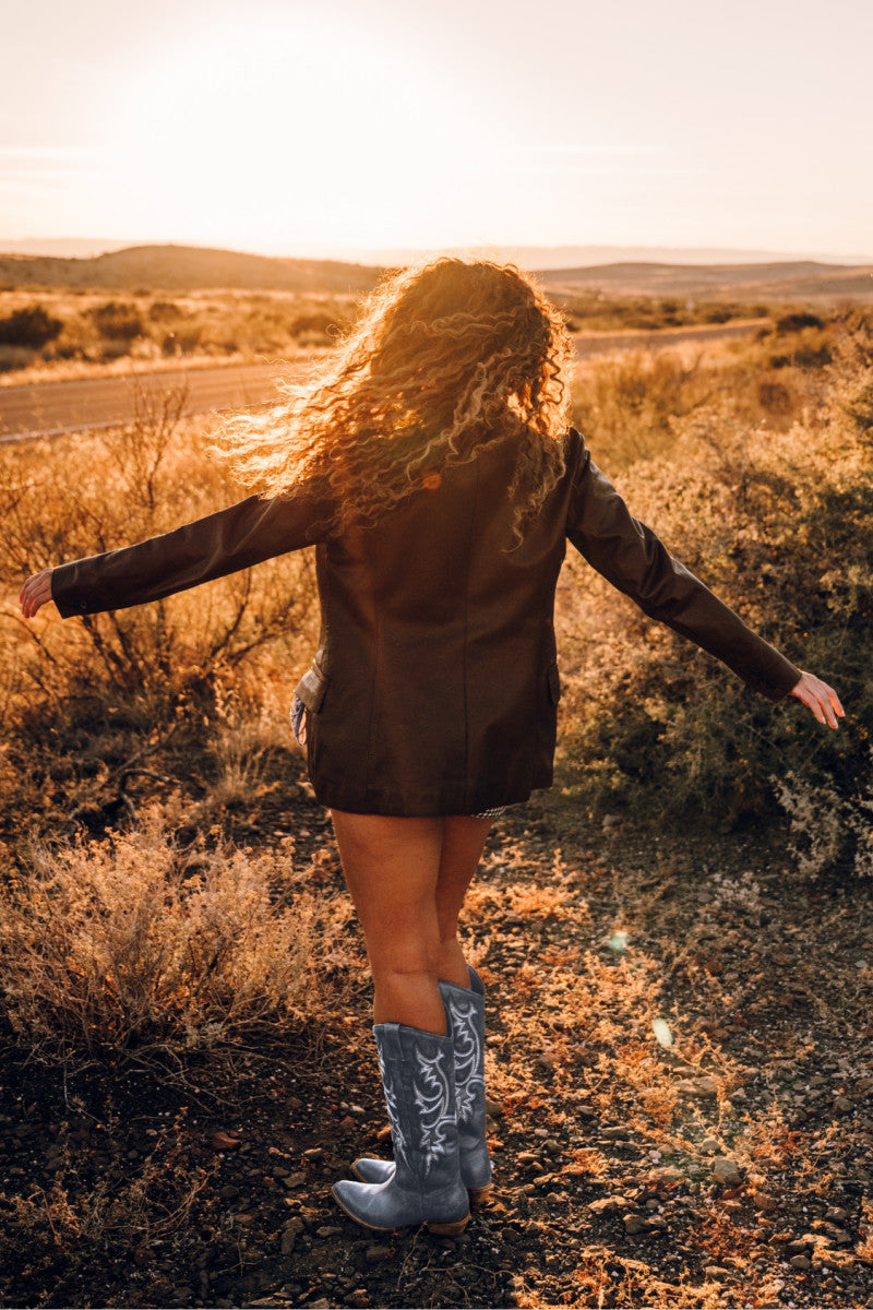 Irlene Tall Deco Stitch - Denim Blue - Front