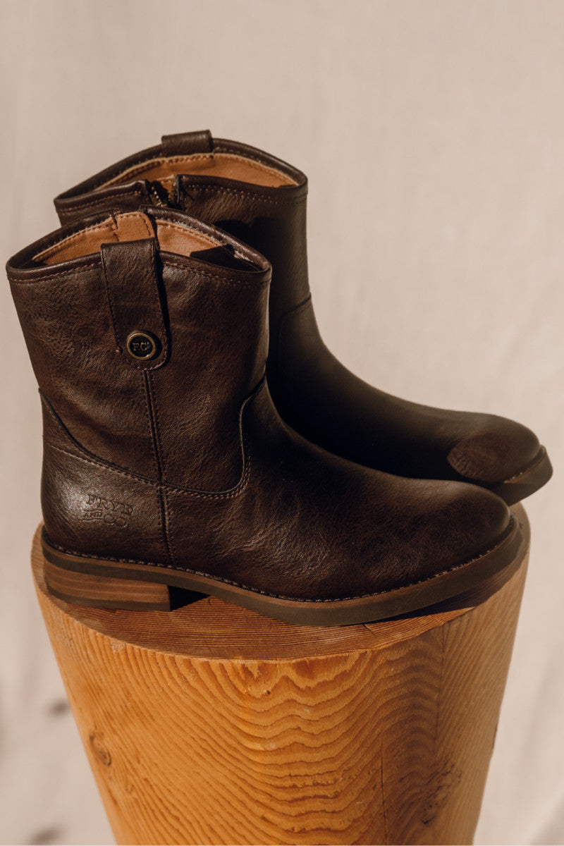 Kellie Button Short - Dark Brown - Outside