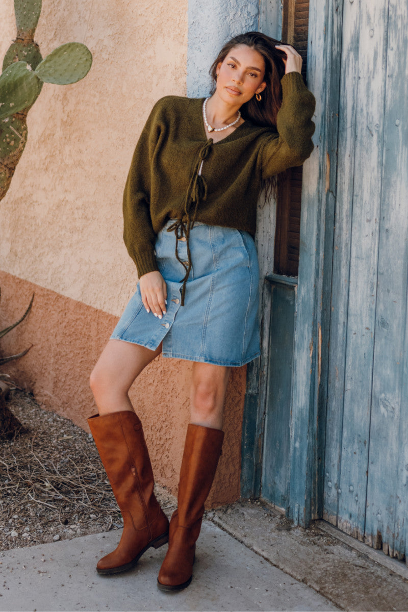 Kellie Button Tall - Cognac - Outside