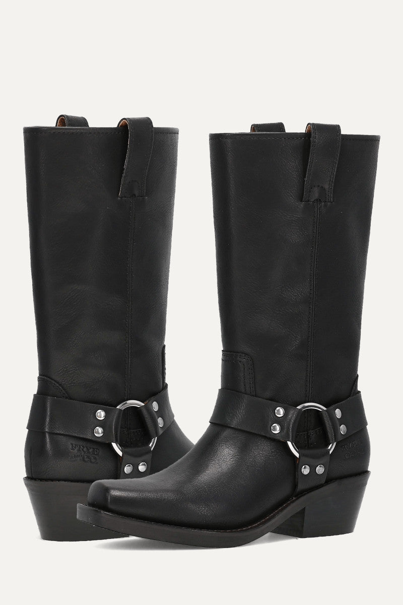 Women's Black Lorrie Harness 12 Boots Frye Co