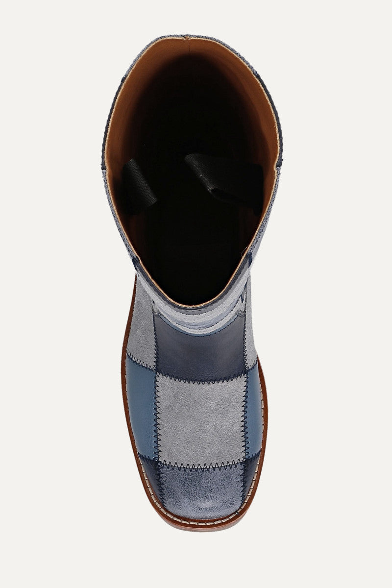 Miranda Patchwork - Denim Patchwork - Top Down
