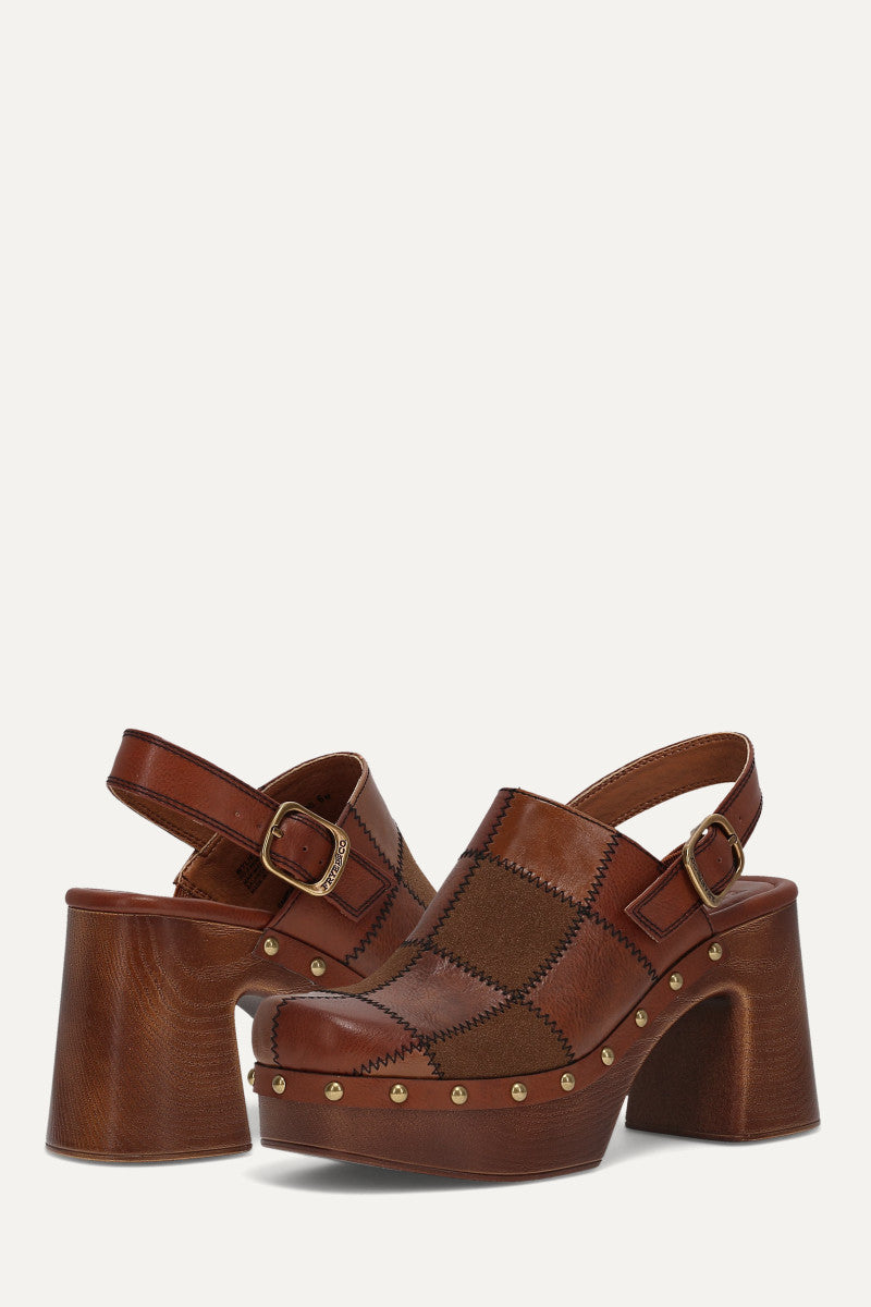 Wylie Patchwork Clog - Whiskey Tonal Patchwork - Pair
