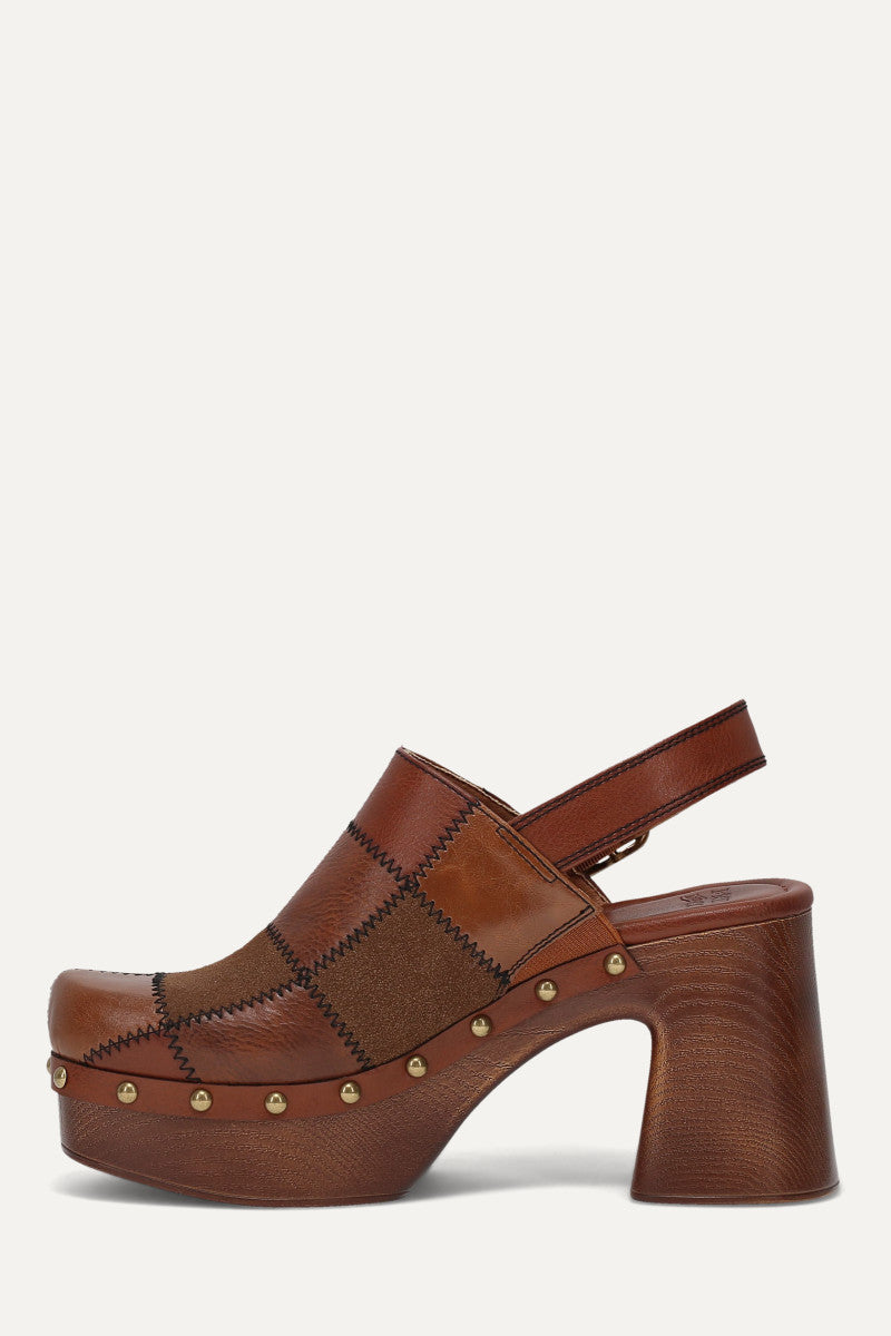Wylie Patchwork Clog - Whiskey Tonal Patchwork - Inside