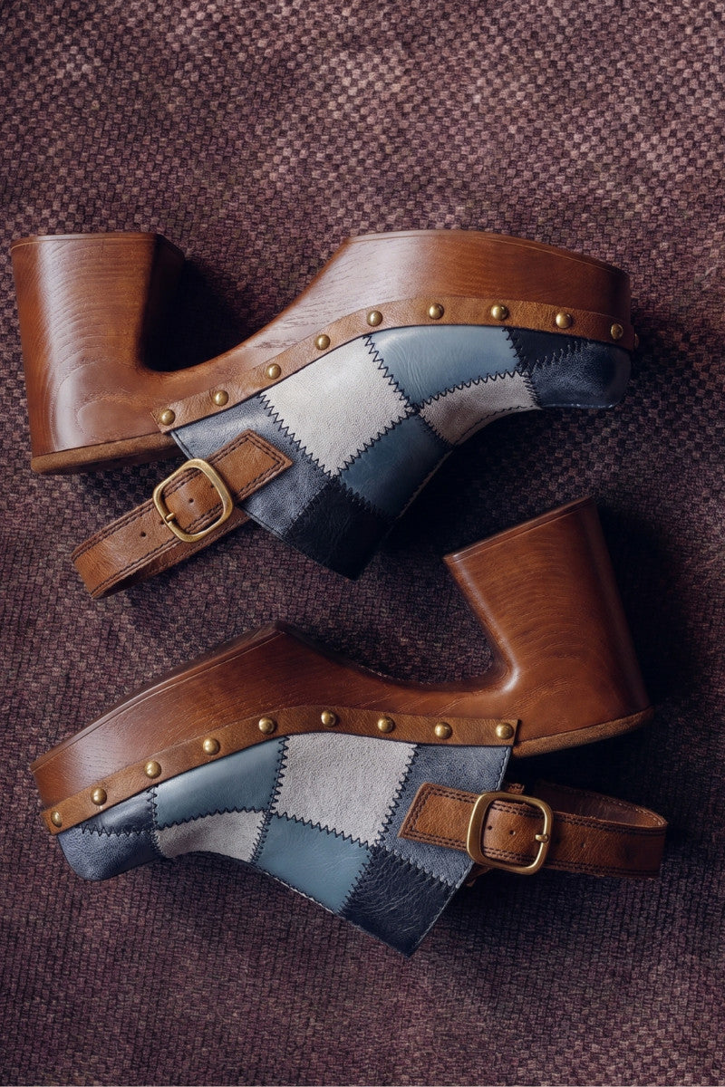 Wylie Patchwork Clog - Denim - Outside