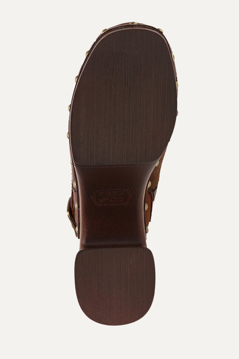 Wylie Patchwork Clog - Whiskey Tonal Patchwork - Sole