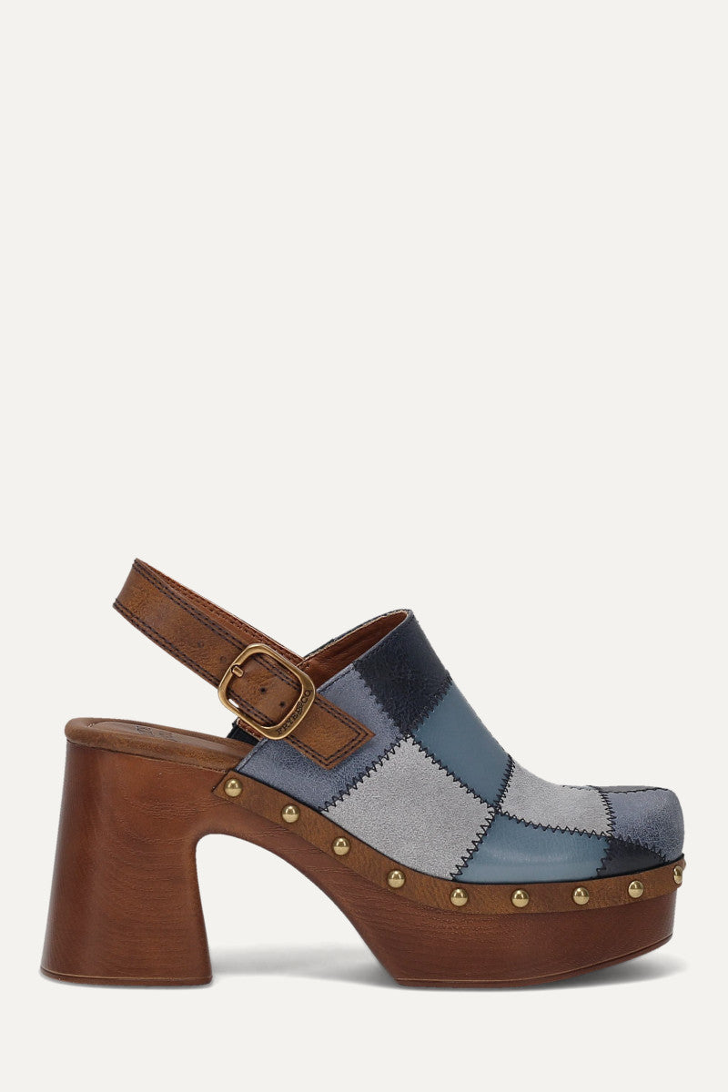 Wylie Patchwork Clog - Denim - Outside
