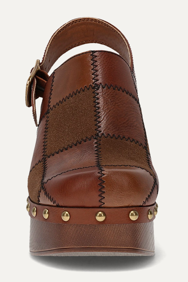 Wylie Patchwork Clog - Whiskey Tonal Patchwork - Front