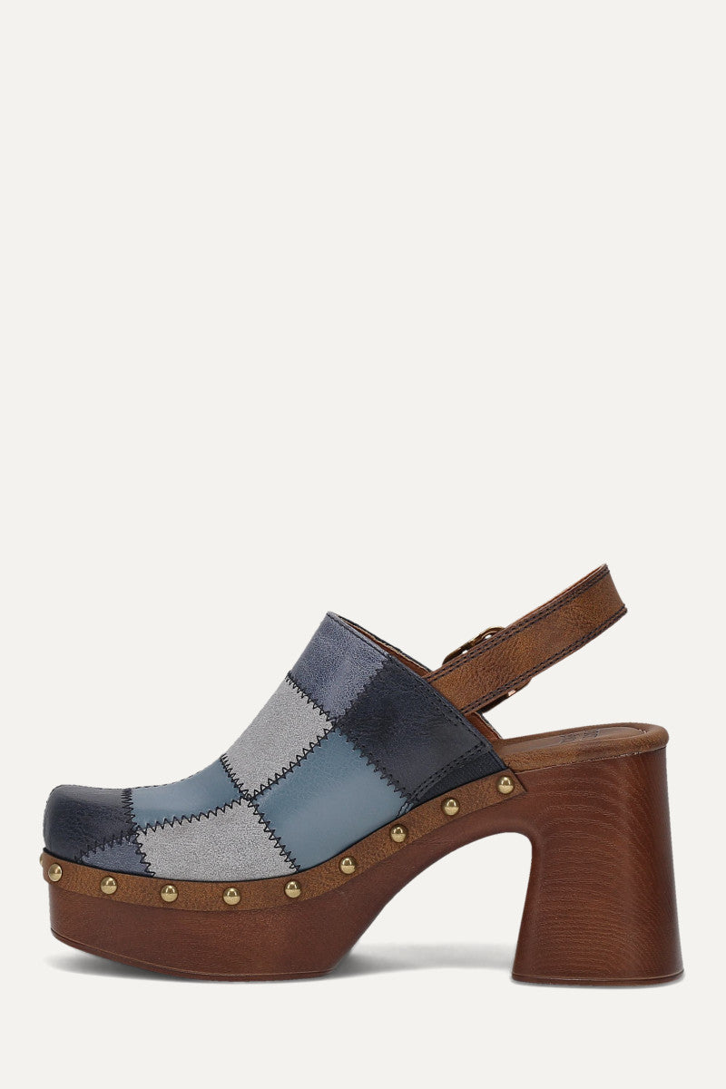 Wylie Patchwork Clog - Denim - Inside