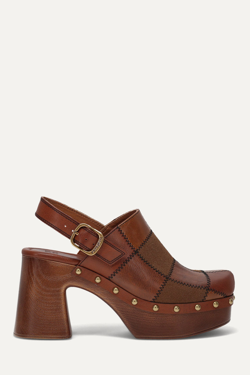 Wylie Patchwork Clog - Whiskey Tonal Patchwork - Outside